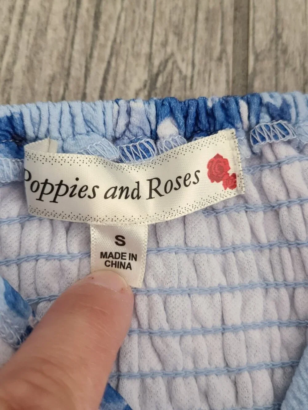Poppies and Roses Girls Floral Flutter Sleeve Dress Blue Size Small